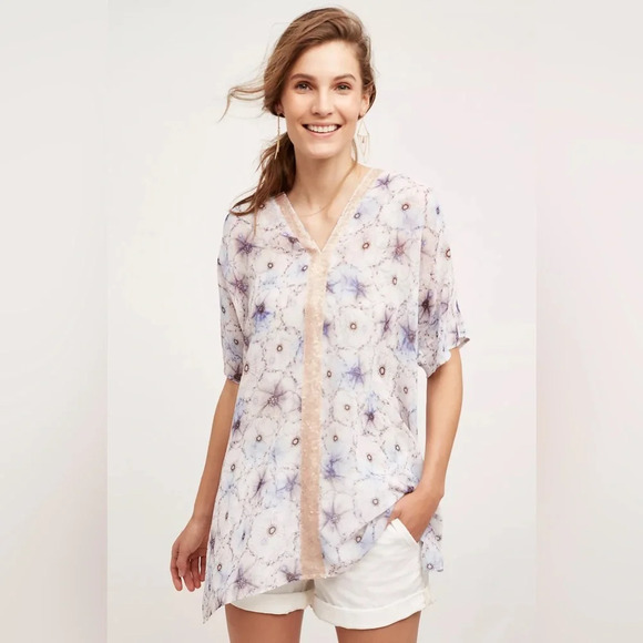 Anthropologie Tops - Anthropologie One September Lyla Floral Sequin Tunic Size Medium